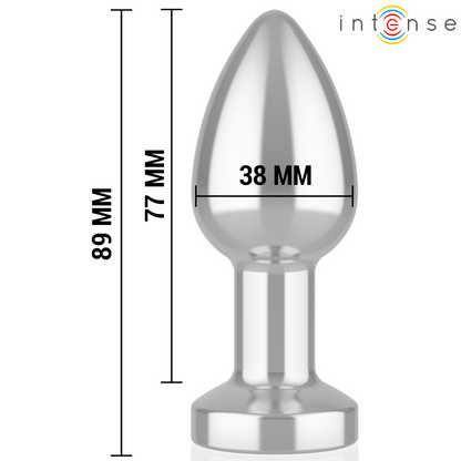 INTENSE - PLUG ANAL TALLA M DE METAL VIBRADOR CON LUCES LED MULTICOLOR Y CONTROL REMOTO