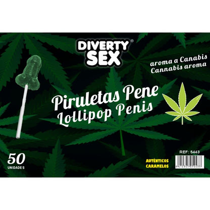 DIABLO GOLOSO - 50 PIRULETAS PENE AROMA CANNABIS