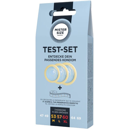 MISTER SIZE - TEST SET 3 PRESERVATIVOS DIFERENTES TALLAS + CINTA MÉTRICA