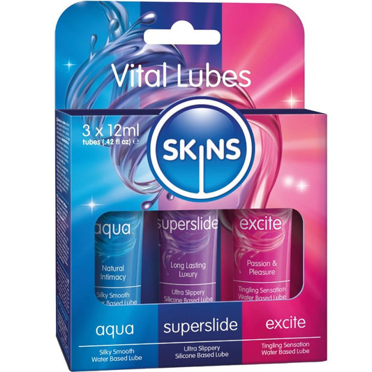 SKINS - VITAL LUBES KIT LUBRICANTES AQUA, SUPERSLIDE & EXCITE 3 x 12 ML
