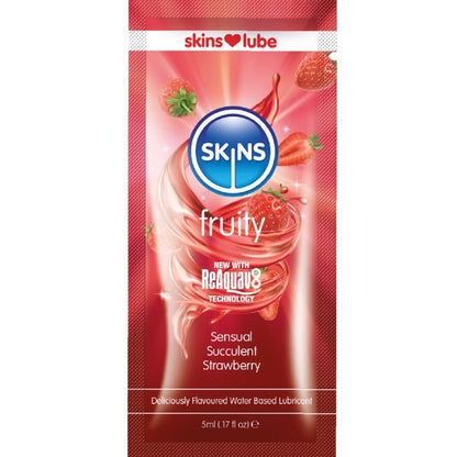 SKINS - LUBRIFICANTE FRUTADO À BASE DE ÁGUA MORANGO MONODOSE 5 ML