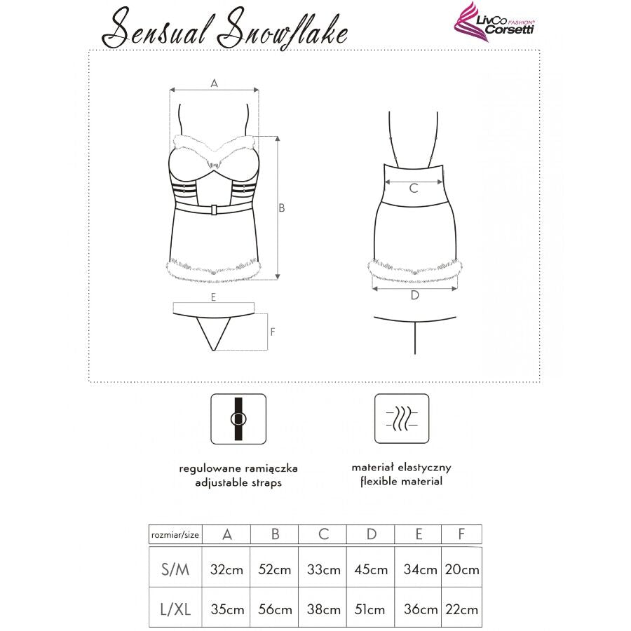 LIVCO CORSETTI FASHION - SENSUAL SNOWFLAKE LC 90603 CAMISA + TANGA + DIADEMA NAVIDEÑA