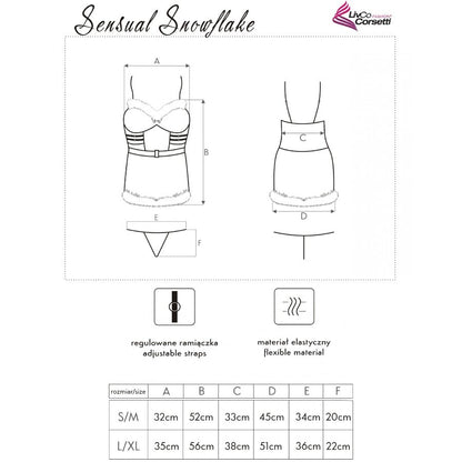 LIVCO CORSETTI FASHION - SENSUAL SNOWFLAKE LC 90603 CAMISA + TANGA + DIADEMA NAVIDEÑA