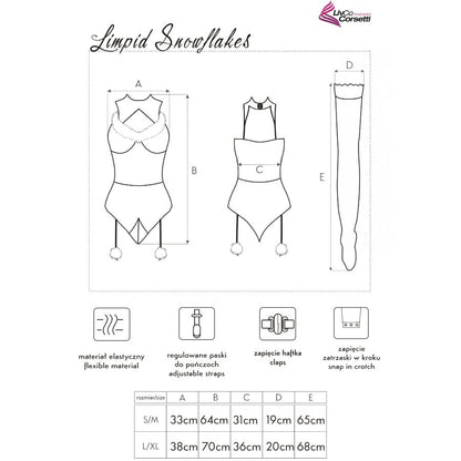 LIVCO CORSETTI FASHION - LIMPID SNOWFLAKES LC 90604 BODY + MEDIAS + DIADEMA NAVIDEÑA S/M
