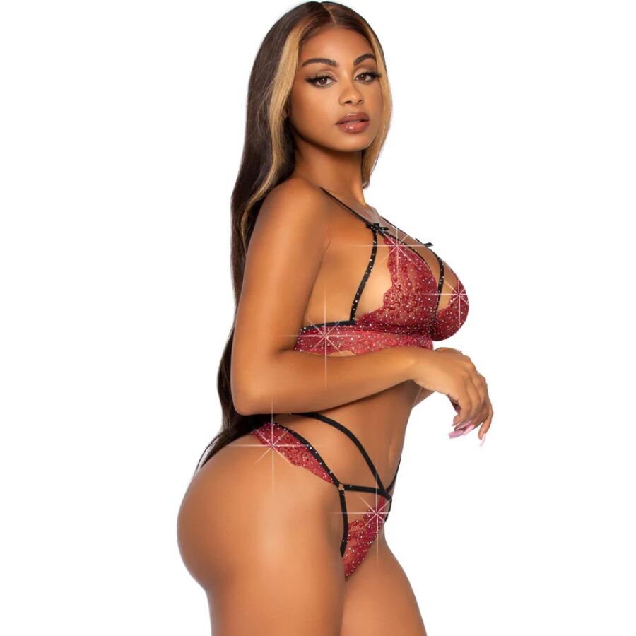 LEG AVENUE - 81623 SET SUJETADOR + TANGA BURDEOS