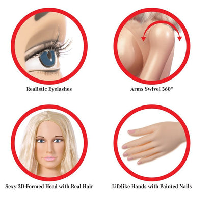 MUÑECA HINCHABLE TAMAÑO REAL CON CARA 3D, VAGINA Y ANO REALISTA + BOMBA