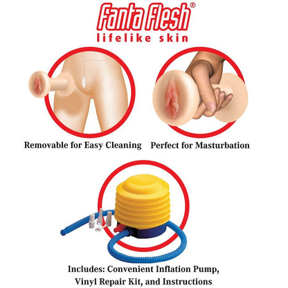 MUÑECA HINCHABLE TAMAÑO REAL CON CARA 3D, VAGINA Y ANO REALISTA + BOMBA