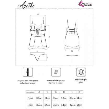 LIVCO CORSETTI FASHION - AGETHE LC 90607 CAMISA + TANGA + GORRO NAVIDEÑO L/XL