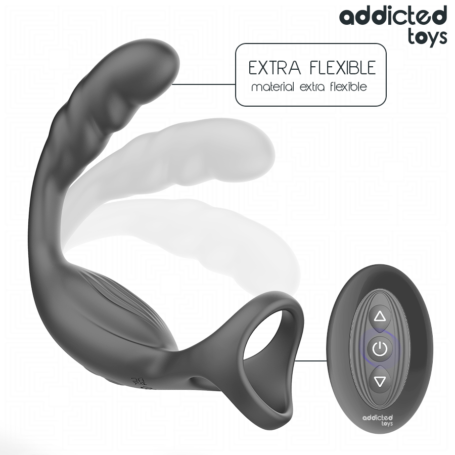 ADDICTED TOYS - ANILLO DOBLE VIBRADOR PROSTÁTICO CONTROL REMOTO