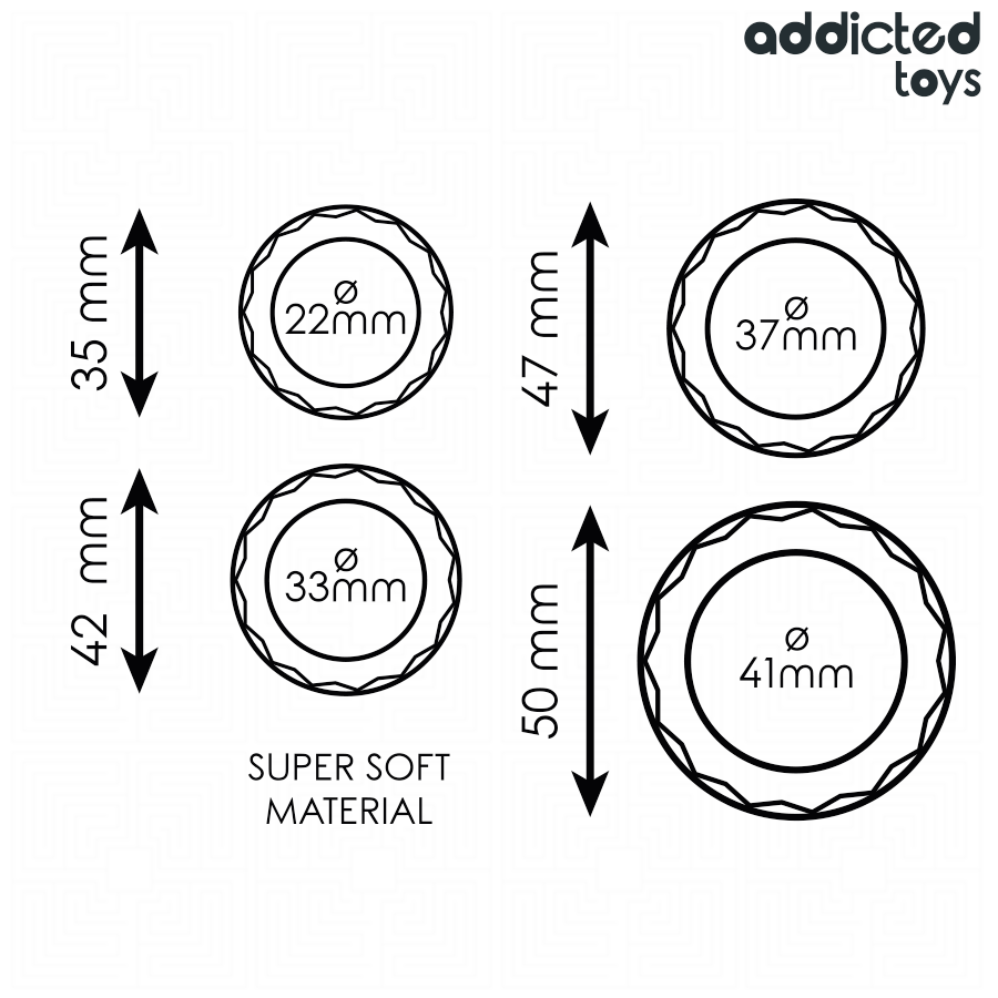 ADDICTED TOYS - CONJUNTO DE ANÉIS DE PÉNIS TEXTURIZADOS 4 TAMANHOS