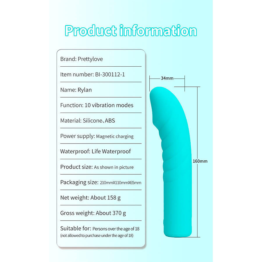 PRETTY LOVE - RYLAN VIBRADOR PUNTO G AZUL