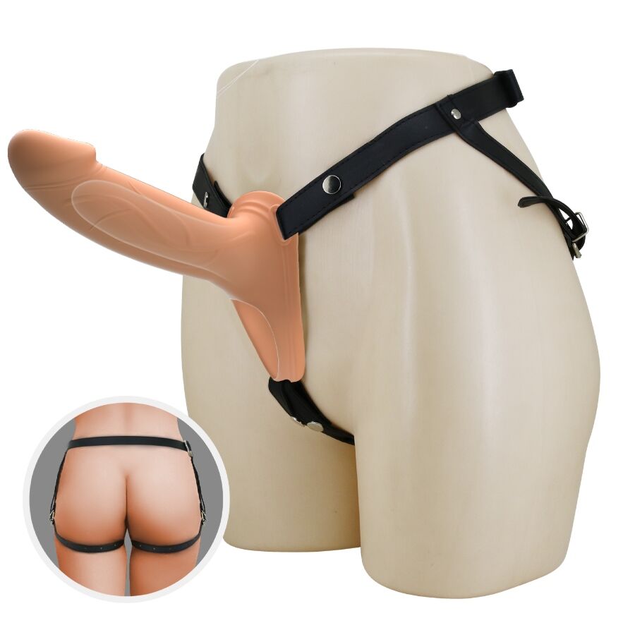 PRETTY LOVE - LANDON HARNESS BRIEFS ARNÊS UNIVERSAL COM DILDO OCO DE SILICONE 16,8 CM NATURAL