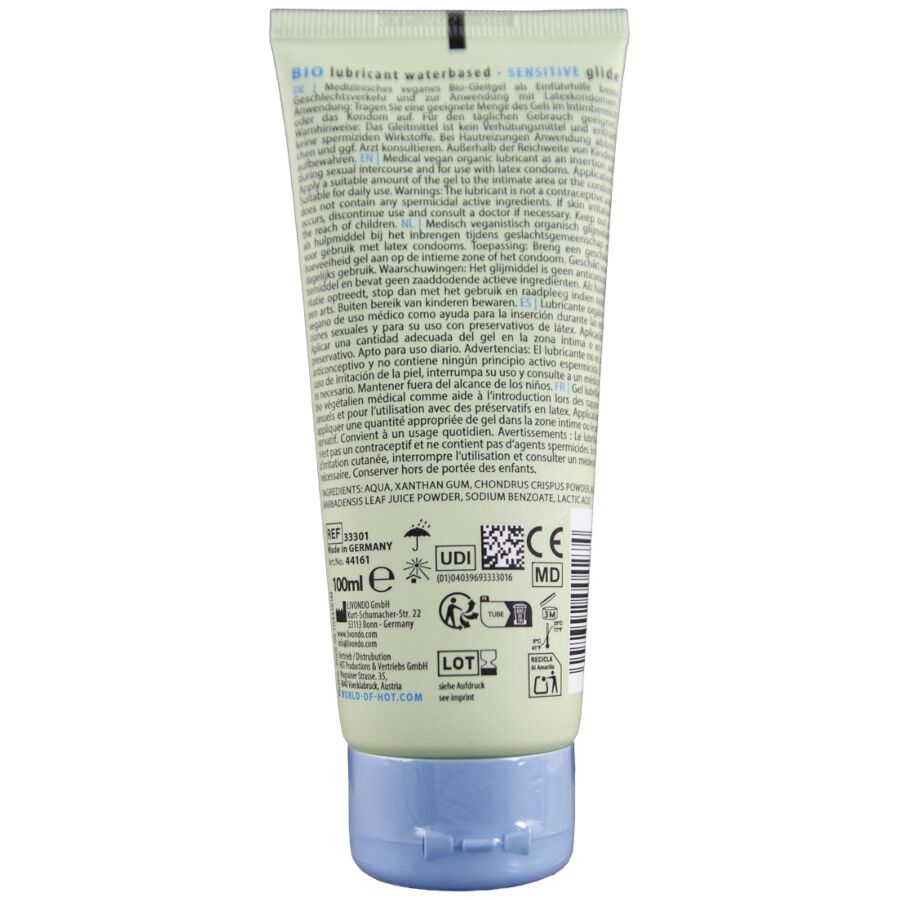 HOT - BIO LUBRIFICANTE LUBRIFICANTE BIO BASE ÁGUA SENSÍVEL 100 ML
