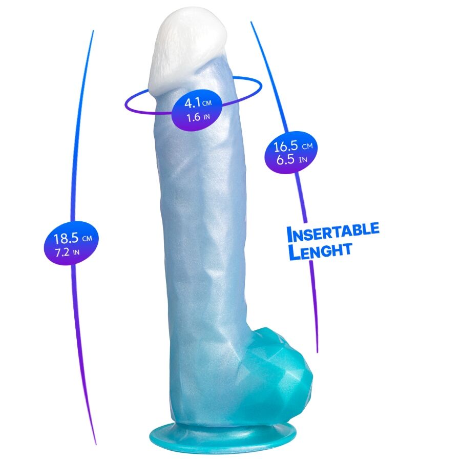 SILEXD - ANGEL DILDO FANTASY SILICONA LIQUIDA TERMOREACTIVO AZUL CELESTE 20.3 CM