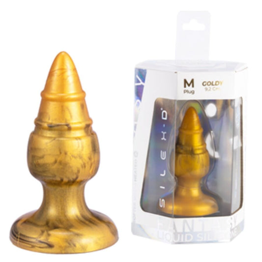 SILEXD - GOLDY PLUG ANAL FANTASY SILICONA LIQUIDA TERMOREACTIVO ORO 9.2 CM