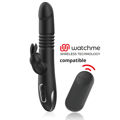BLACK&SILVER - KENJI VIBRADOR RABBIT UP & DOWN + MANDO CONTROL REMOTO WATCHME