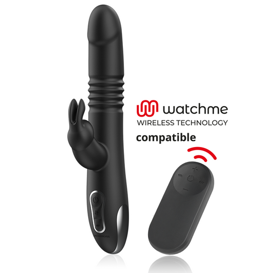 BLACK&SILVER - KENJI VIBRADOR RABBIT UP & DOWN + MANDO CONTROL REMOTO WATCHME