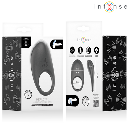 INTENSE - MERLOTTE ANILLO VIBRADOR CON ESTIMULACIÓN DE CLÍTORIS NEGRO