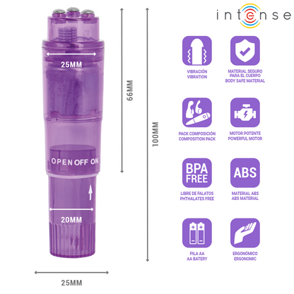 INTENSE - KURT MINI MASSAGER WITH 4 INTERCHANGEABLE HEADS LILAC