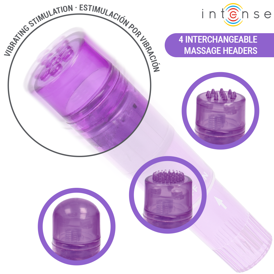 INTENSE - KURT MINI MASSAGER WITH 4 INTERCHANGEABLE HEADS LILAC