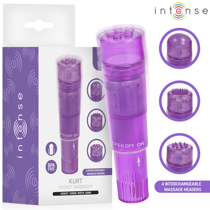 INTENSE - KURT MINI MASSAGER WITH 4 INTERCHANGEABLE HEADS LILAC