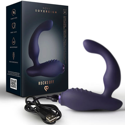 ROCKS-OFF - NOVA SOVEREIGN MASAJEADOR PRÓSTATA Y PERINEO RECARGABLE 16 FUNCIONES AZUL