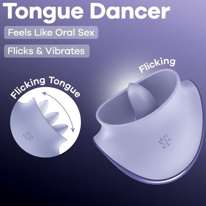 SATISFYER - TONGUE DANCER ESTIMULADOR CLITORIANO CON VIBRACIÓN Y PULSACIONES LILA