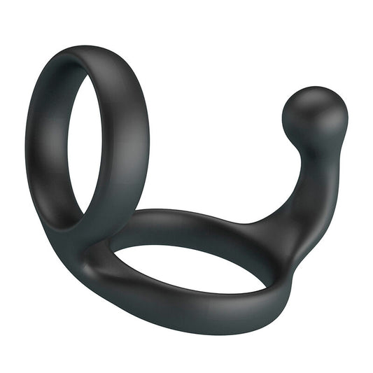 CRAZY BULL - FLORIAN DOUBLE PENIS AND TESTICLE RING BLACK SILICONE