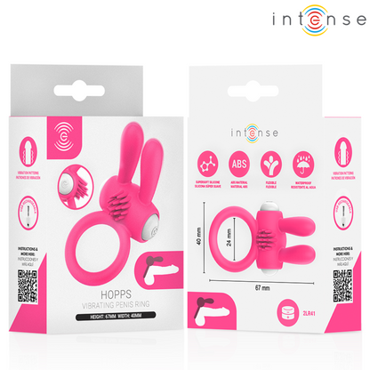 INTENSE - HOPPS ANILLO PARA PENE VIBRADOR CON ESTIMULACIÓN CLITORIANA ROSA