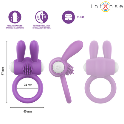 INTENSE - HOPPS ANILLO PARA PENE VIBRADOR CON ESTIMULACIÓN CLITORIANA MORADO