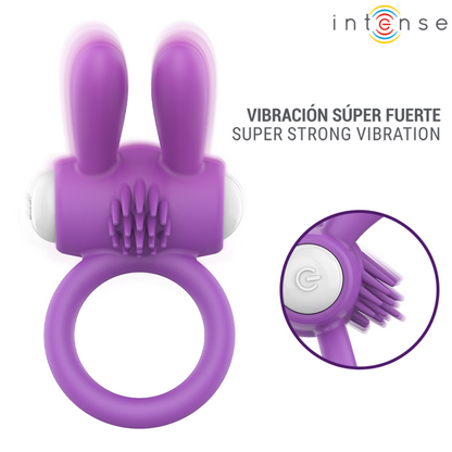 INTENSE - HOPPS ANILLO PARA PENE VIBRADOR CON ESTIMULACIÓN CLITORIANA MORADO