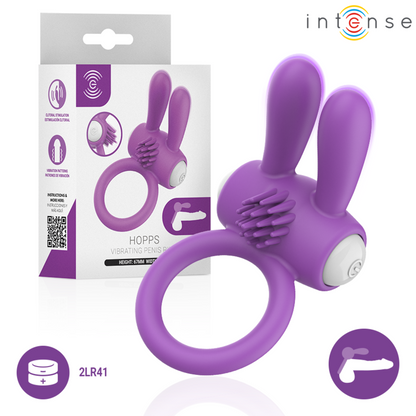 INTENSE - HOPPS ANILLO PARA PENE VIBRADOR CON ESTIMULACIÓN CLITORIANA MORADO