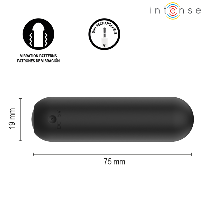 INTENSE - JUDY BALA VIBRADORA RECARGABLE CON CONTROL REMOTO NEGRO