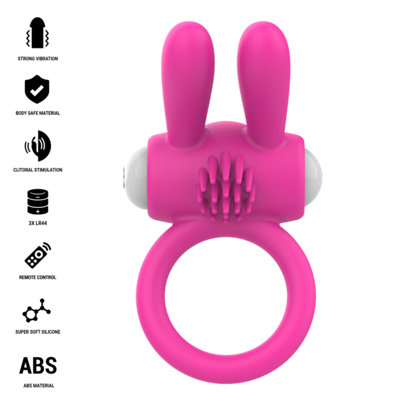 INTENSE - HOPPS ANILLO PARA PENE VIBRADOR CON ESTIMULACIÓN CLITORIANA ROSA