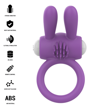 INTENSE - HOPPS ANILLO PARA PENE VIBRADOR CON ESTIMULACIÓN CLITORIANA MORADO