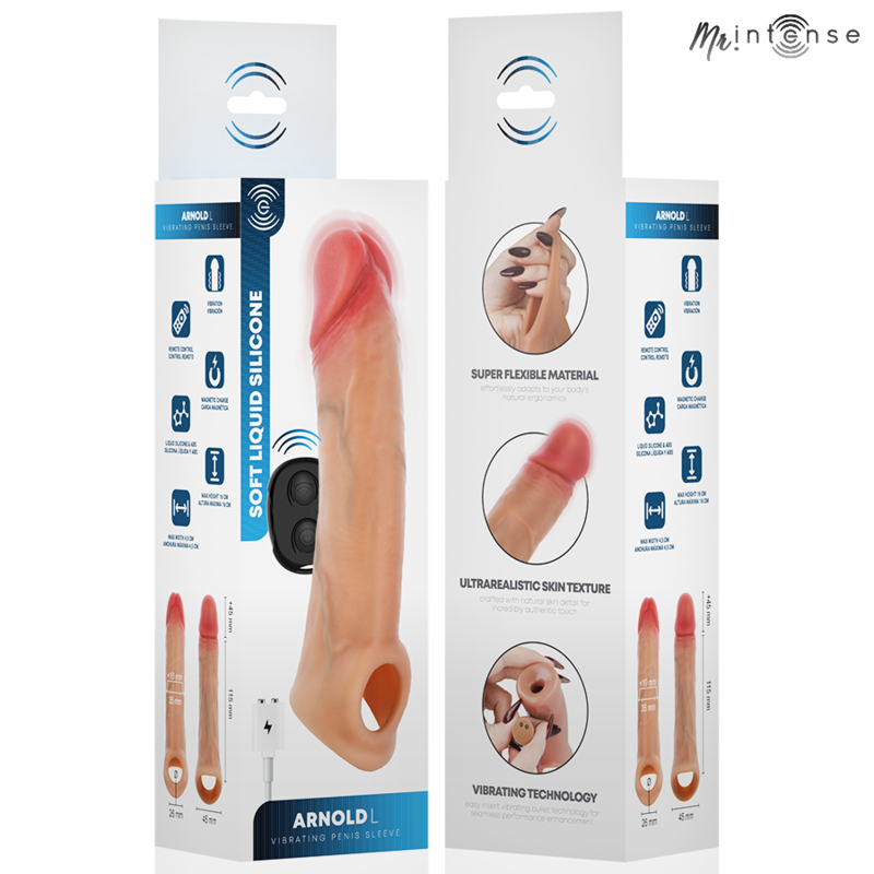MR INTENSE - ARNOLD L VIBRADOR FUNDA PENE SILICONA CONTROL REMOTO 16 CM -Ø- 4.5 CM