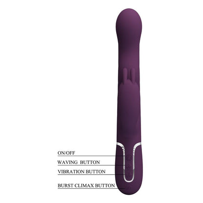 PRETTY LOVE - VIBRADOR RABBIT LOURSEN CON MOVIMIENTO OSCILANTE Y 7 VIBRACIONES RECARGABLE USB MORADO