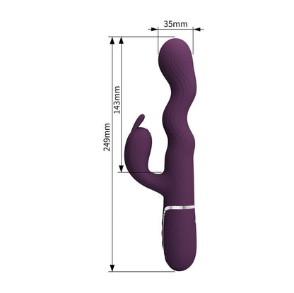 PRETTY LOVE - VIBRADOR RABBIT LOURSEN CON MOVIMIENTO OSCILANTE Y 7 VIBRACIONES RECARGABLE USB MORADO