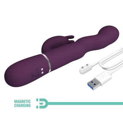 PRETTY LOVE - VIBRADOR RABBIT LOURSEN CON MOVIMIENTO OSCILANTE Y 7 VIBRACIONES RECARGABLE USB MORADO