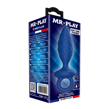 MR PLAY - PLUG ANAL TEXTURIZADO CON ANILLA AZUL M