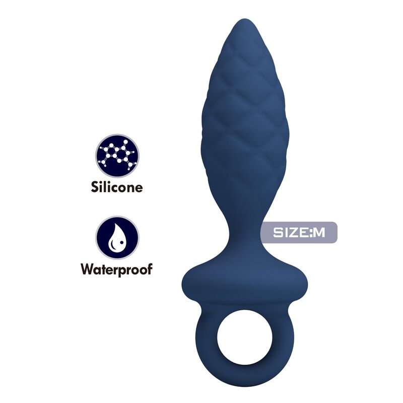 MR PLAY - PLUG ANAL TEXTURIZADO CON ANILLA AZUL M