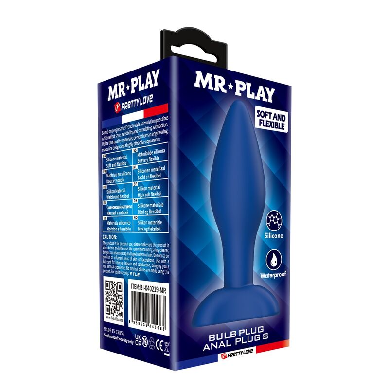 MR PLAY - BLUE SILICONE CONICAL ANAL PLUG S