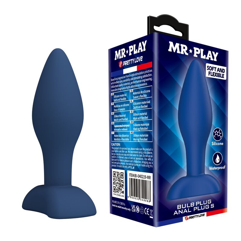 MR PLAY - BLUE SILICONE CONICAL ANAL PLUG S