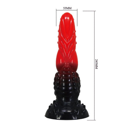 POWER MONSTERS - FIRE DRAGON DILDO FANTASÍA CON VENTOSA 24,5 CM Ø 5,8 CM ROJO Y NEGRO