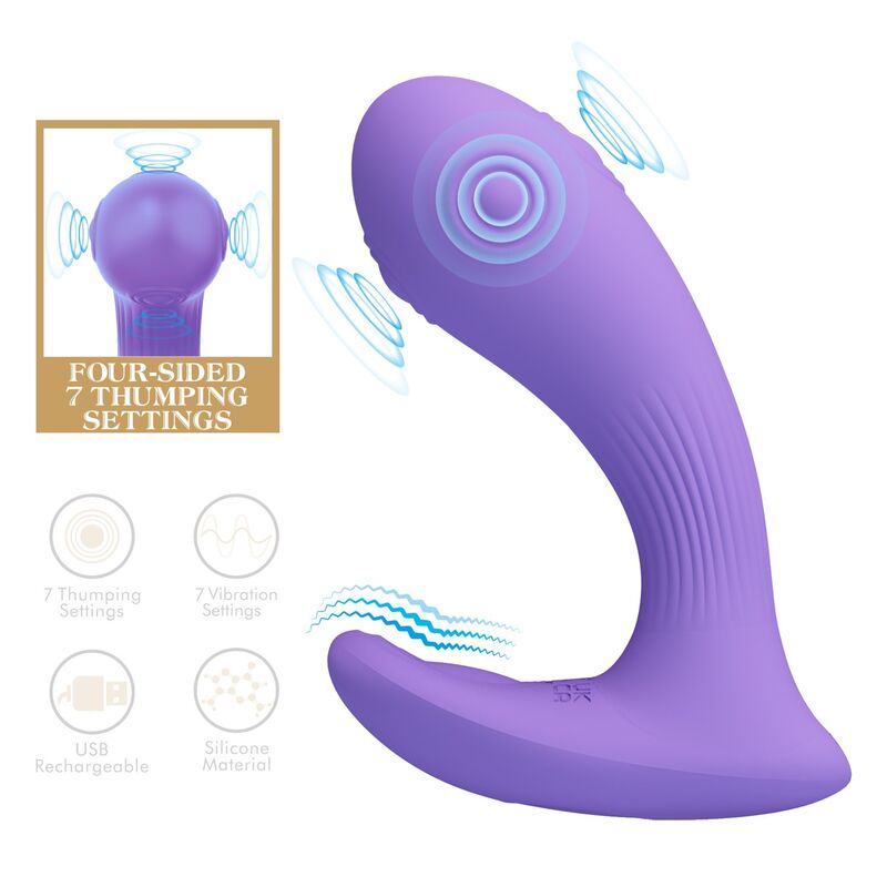 PRETTY LOVE - ANDROMEDA VIBRADOR DE DUPLA ESTIMULAÇÃO RECARREGÁVEL ROXO