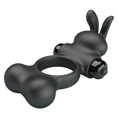 PRETTY LOVE - ANILLO VIBRADOR PARA PENE CON ESTIMULADOR DE CONEJITO 10 FUNCIONES NEGRO