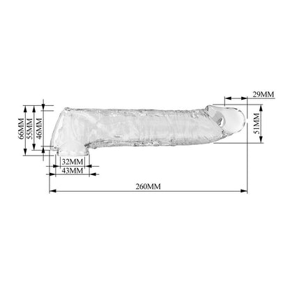 PRETTY LOVE - FUNDA EXTENSORA PARA PENE AJUSTABLE 26 CM Ø 4 CM COLOR TRANSPARENTE