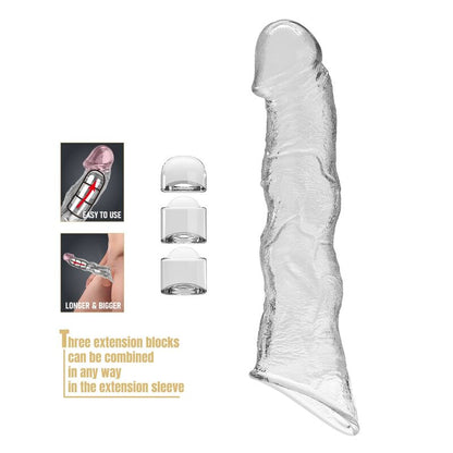PRETTY LOVE - FUNDA EXTENSORA PARA PENE AJUSTABLE 28 CM Ø 4,5 CM COLOR TRANSPARENTE