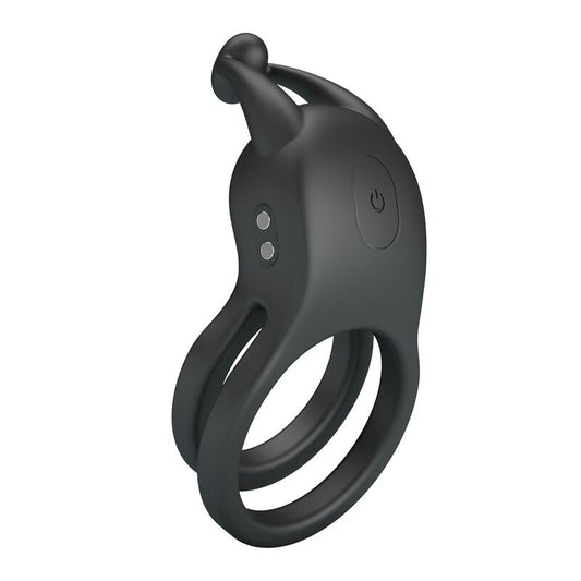 PRETTY LOVE - GOODWIN ANILLO VIBRADOR DOBLE PARA PENE RECARGABLE NEGRO