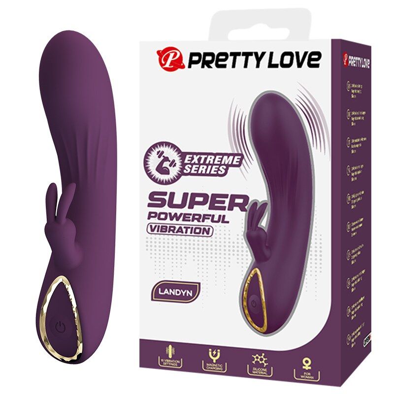 PRETTY LOVE - LANDYN VIBRADOR RABBIT RECARGABLE 10 FUNCIONES MORADO